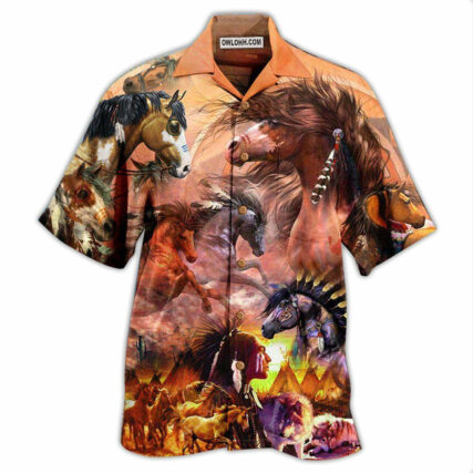Native Horses Spirit Native American Vintage - Hawaiian Shirt - Owl Ohh - Owl Ohh
