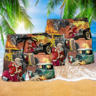 Hot Rod Is On Fire Santa's - Beach Short - Owl Ohh - Owl Ohh