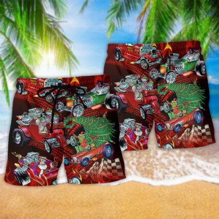 Hot Rod Merry Christmas Cool - Beach Short - Owl Ohh - Owl Ohh