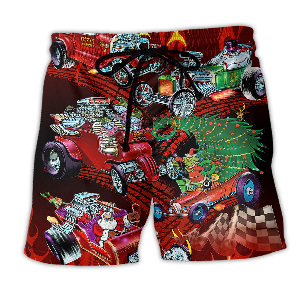Hot Rod Merry Christmas Cool - Beach Short - Owl Ohh - Owl Ohh