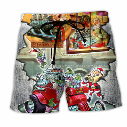 Hot Rod Merry Christmas Cool - Beach Short - Owl Ohh - Owl Ohh