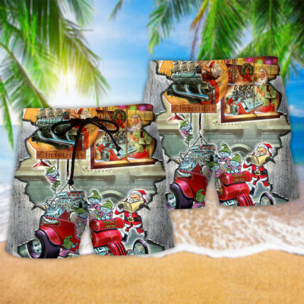 Hot Rod Merry Christmas Cool - Beach Short - Owl Ohh - Owl Ohh