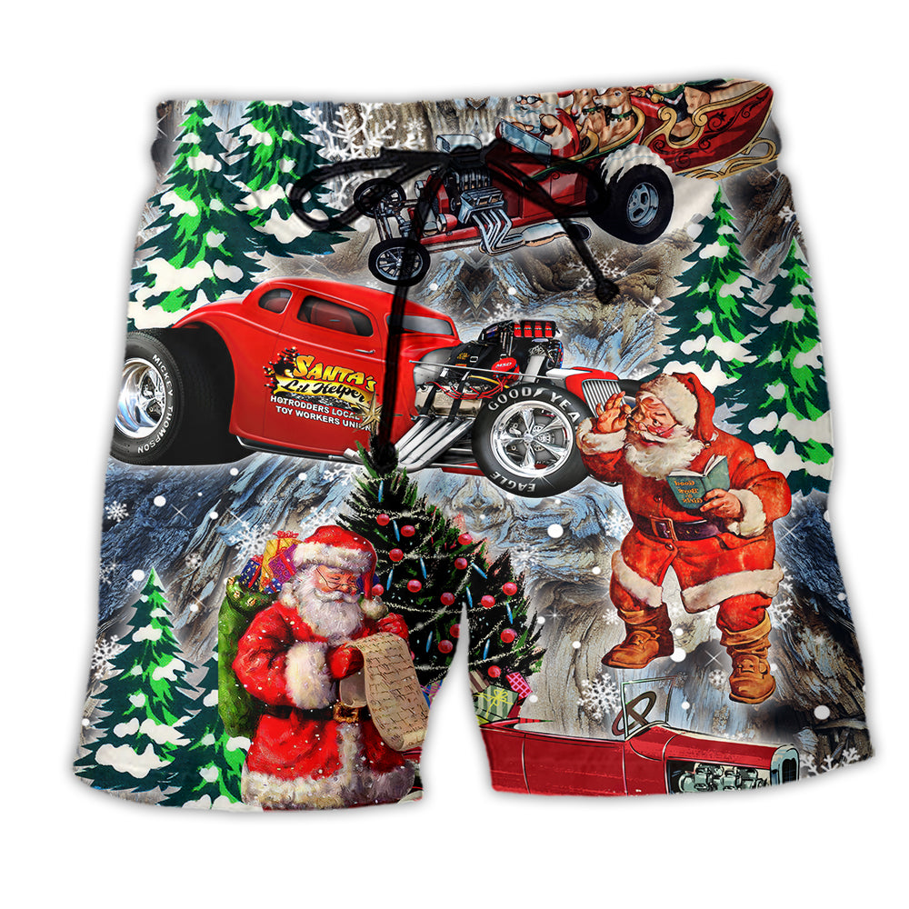 Hot Rod Merry Christmas Red Style - Beach Short - Owl Ohh - Owl Ohh
