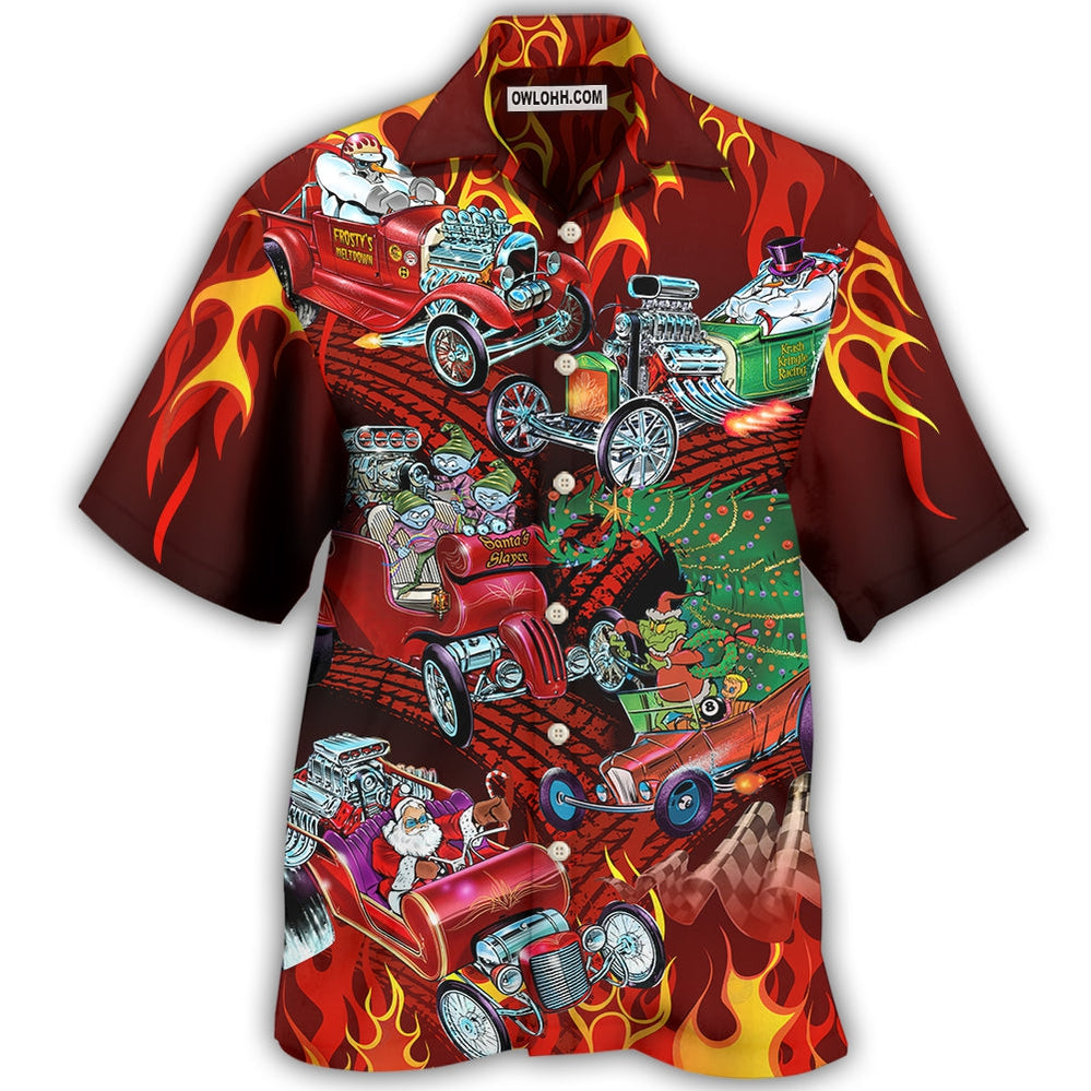 Hot Rod Merry Christmas Red Style - Hawaiian Shirt - Owl Ohh - Owl Ohh
