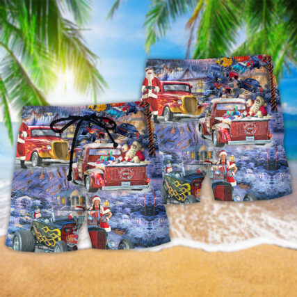 Hot Rod Merry Christmas Snow - Beach Short - Owl Ohh - Owl Ohh