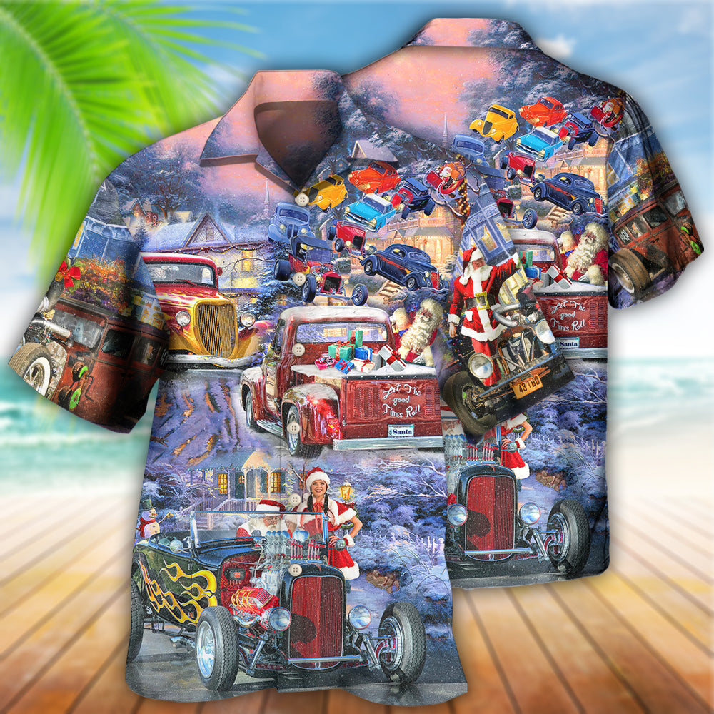 Hot Rod Merry Christmas Snow - Hawaiian Shirt - Owl Ohh - Owl Ohh