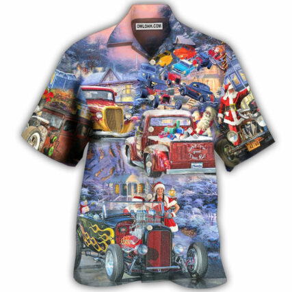 Hot Rod Merry Christmas Snow - Hawaiian Shirt - Owl Ohh - Owl Ohh