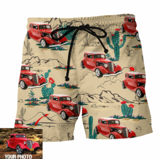 Hot Rod On The Desert Basic Style Custom Photo - Beach Short - Owl Ohh - Owl Ohh