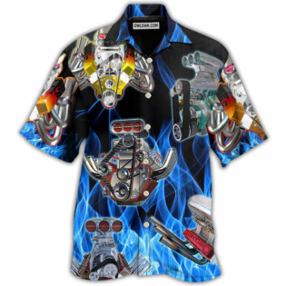 Hot Rod Blue Flame In Black Background - Hawaiian Shirt - Owl Ohh - Owl Ohh