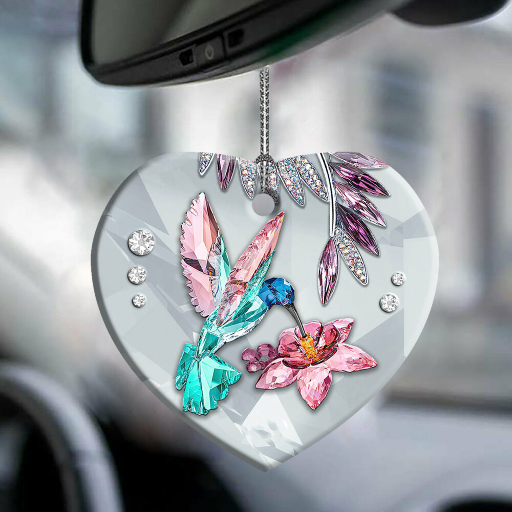 Hummingbird Love Flower Crystal Style - Heart Ornament - Owl Ohh - Owl Ohh