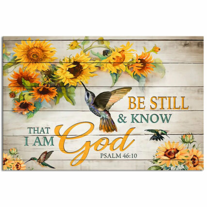 Hummingbird Be Still And Know That I Am God - Horizontal Poster - Owl Ohh - Owl Ohh