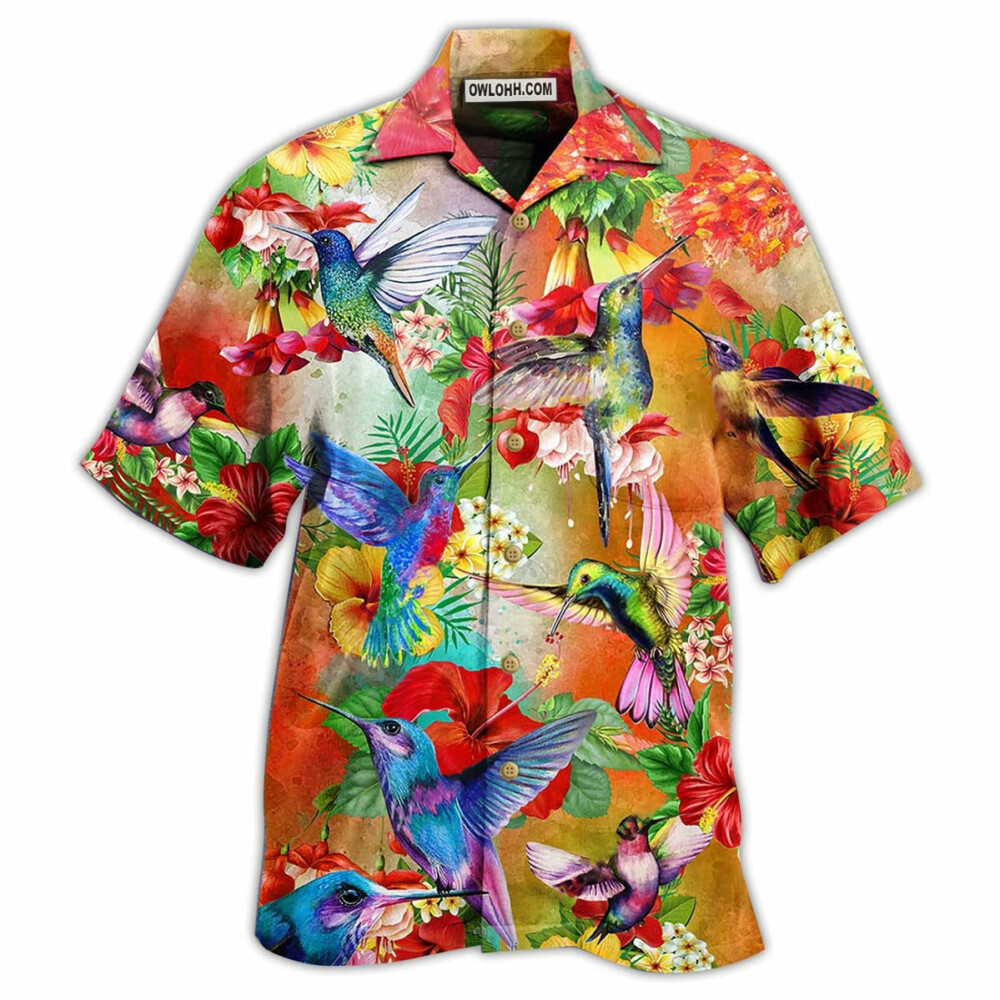 Hummingbird Love Flowers In Garden - Hawaiian Shirt - Owl Ohh - Owl Ohh