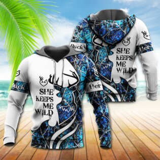 Hunting Buck And Doe Wild Safe Hunting I Choose You She Keep Me Wild - Hoodie - Owl Ohh - Owl Ohh
