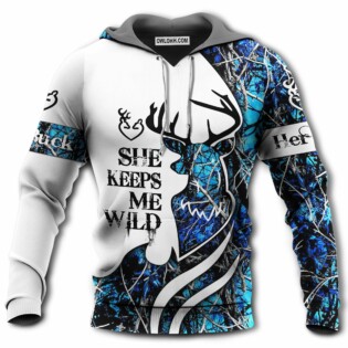 Hunting Buck And Doe Wild Safe Hunting I Choose You She Keep Me Wild - Hoodie - Owl Ohh - Owl Ohh
