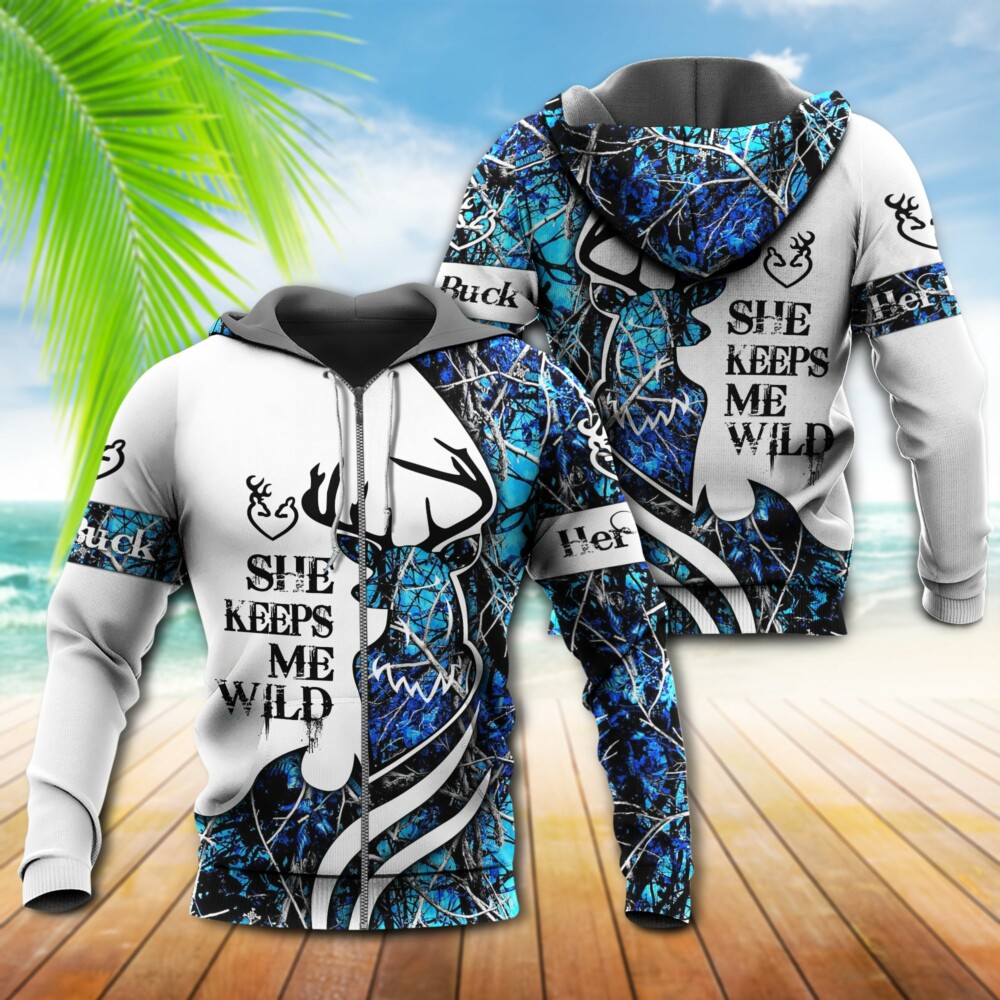 Hunting Buck And Doe Wild Safe Hunting I Choose You She Keep Me Wild - Hoodie - Owl Ohh - Owl Ohh