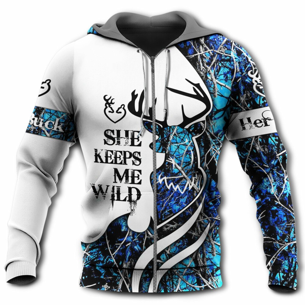 Hunting Buck And Doe Wild Safe Hunting I Choose You She Keep Me Wild - Hoodie - Owl Ohh - Owl Ohh