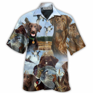 Hunting Chocolate Labrador Retriever Hunting Blue Sky - Hawaiian Shirt - Owl Ohh - Owl Ohh