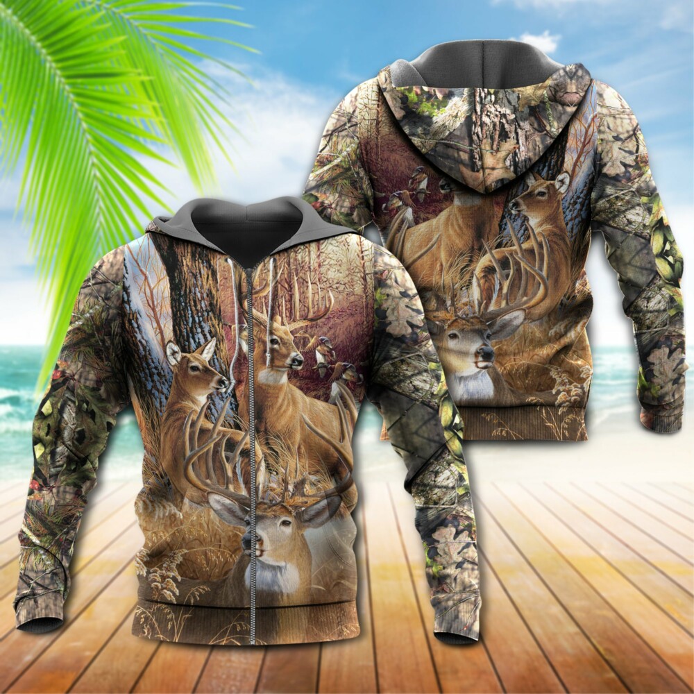 Hunting Deer Autumn Style With Forest Style - Hoodie - Owl Ohh - Owl Ohh