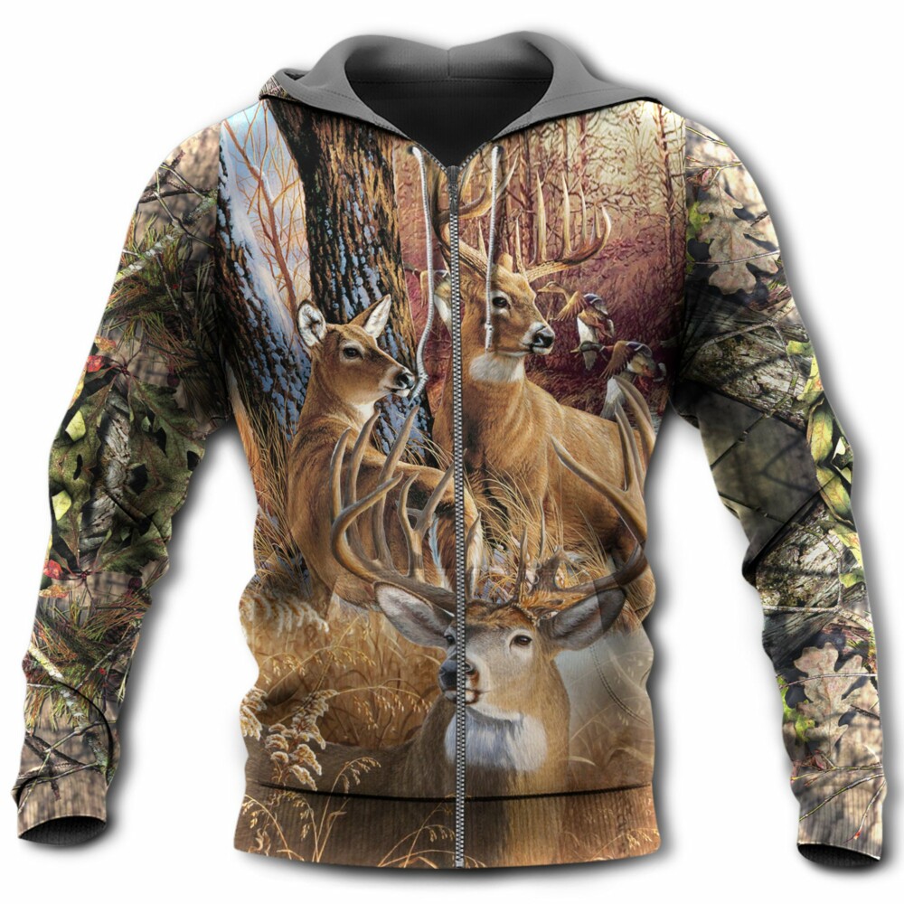 Hunting Deer Autumn Style With Forest Style - Hoodie - Owl Ohh - Owl Ohh