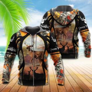 Hunting Deer Black And Orange Style In Spring's Weather - Hoodie - Owl Ohh - Owl Ohh
