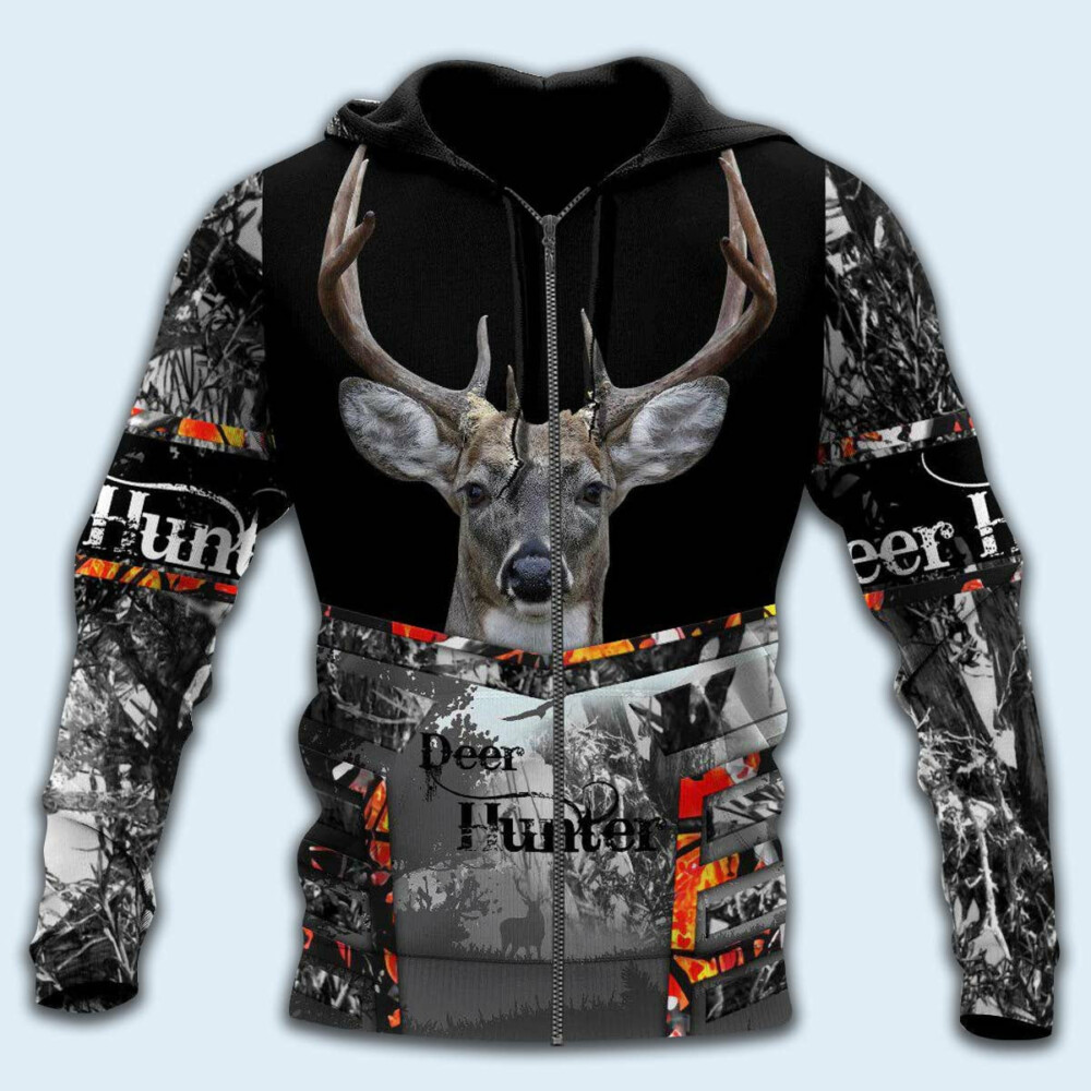Hunting Deer Black And Gray - Hoodie - Owl Ohh - Owl Ohh