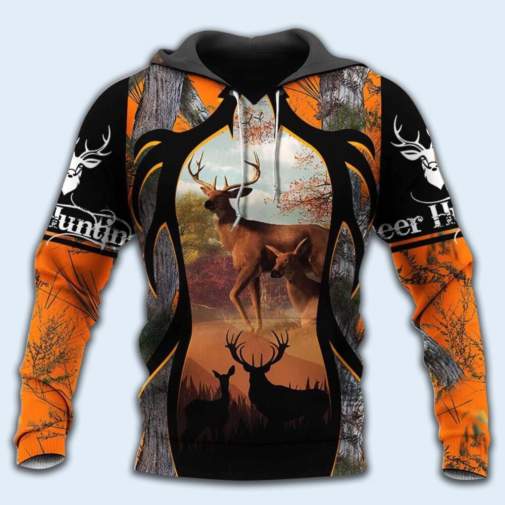 Hunting Deer Black And Orange Style - Hoodie - Owl Ohh - Owl Ohh