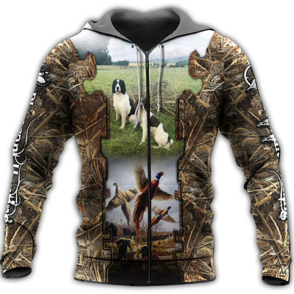 Hunting Pheasant With Dog On The Field - Hoodie - Owl Ohh - Owl Ohh