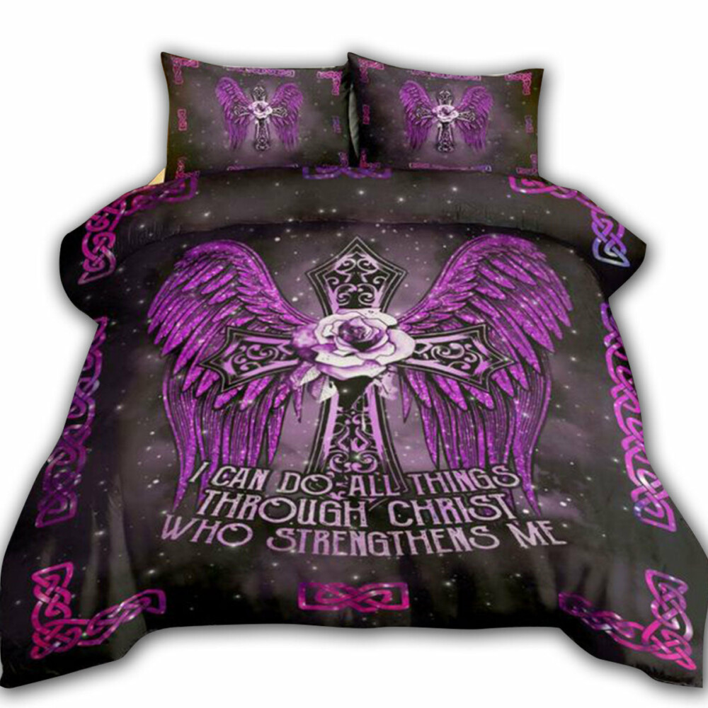 God Wing I Can Do All Things New Cross Purple Rose - Bedding Cover - Owl Ohh - Owl Ohh