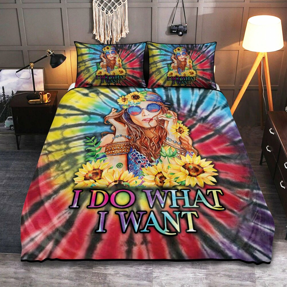 Hippie I Do What I Want Sunflower Hippie Girl - Bedding Cover - Owl Ohh - Owl Ohh