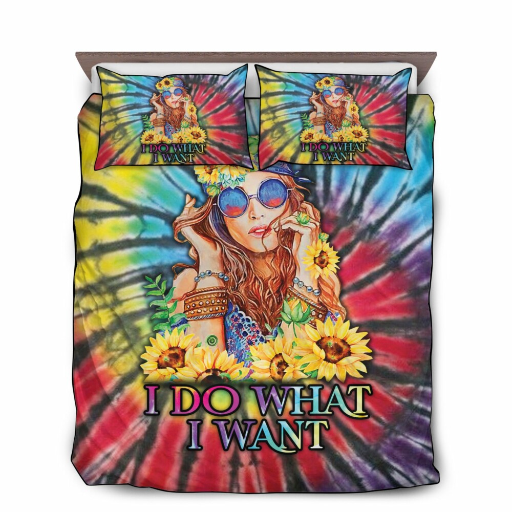Hippie I Do What I Want Sunflower Hippie Girl - Bedding Cover - Owl Ohh - Owl Ohh