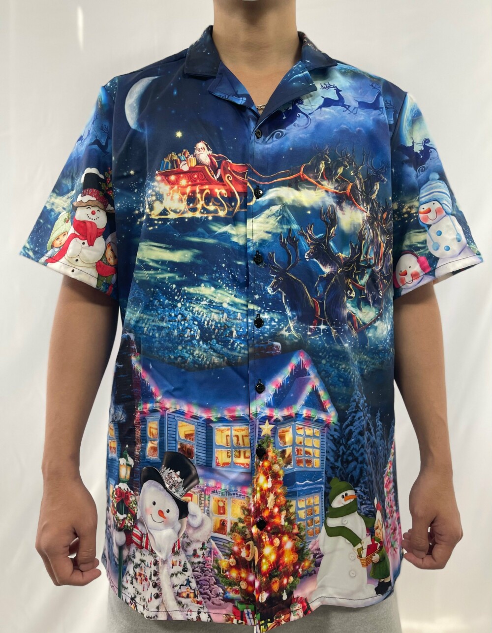 Christmas Santa Claus Family In Love Light Art Style - Hawaiian Shirt - Owl Ohh - Owl Ohh