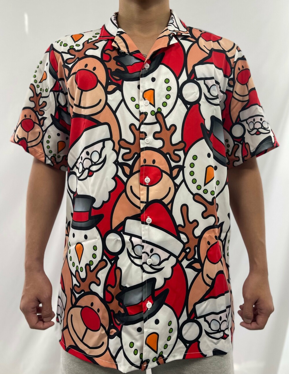 Christmas Cutie Santa And Reindeer Funny Style - Hawaiian Shirt - Owl Ohh - Owl Ohh