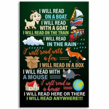 Reading I Will Read Here Or There I Will Read Anywhere - Vertical Poster - Owl Ohh - Owl Ohh