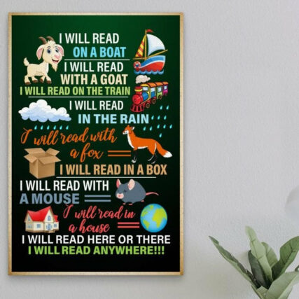 Reading I Will Read Here Or There I Will Read Anywhere - Vertical Poster - Owl Ohh - Owl Ohh