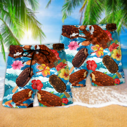 Ice Cream Love It Tropical Floral - Beach Short - Owl Ohh - Owl Ohh