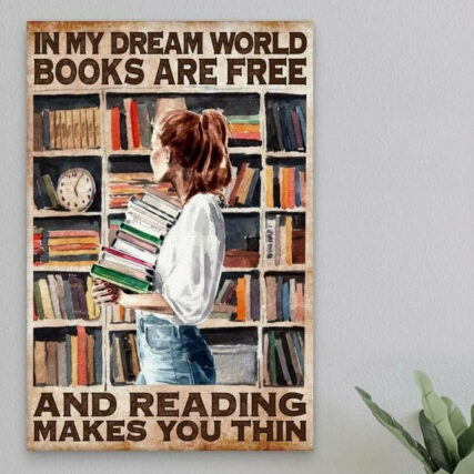 Book In My Dream World Books Are Free - Vertical Poster - Owl Ohh - Owl Ohh