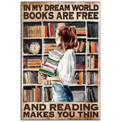 Book In My Dream World Books Are Free - Vertical Poster - Owl Ohh - Owl Ohh