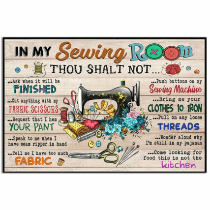 Sewing In My Sewing Room - Horizontal Poster - Owl Ohh - Owl Ohh