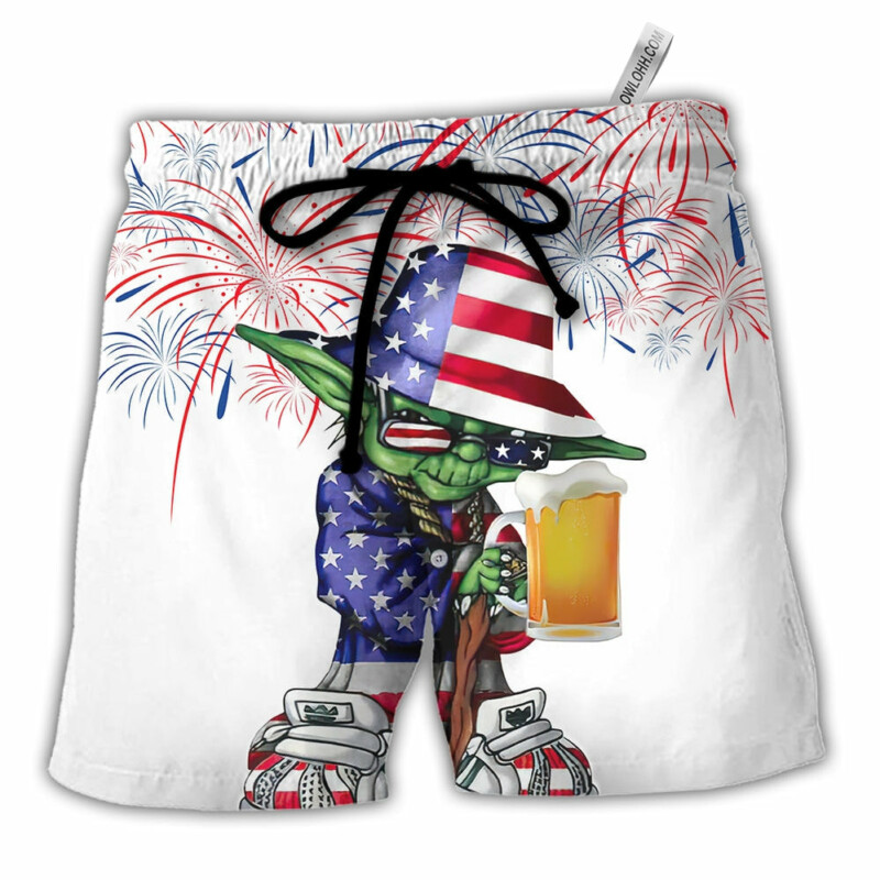 Independence Day SW Yoda With Beer - Beach Short
