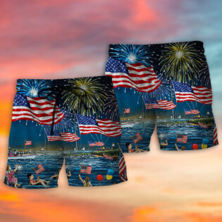 America Independence Day Fun Day Firework - Beach Short - Owl Ohh - Owl Ohh
