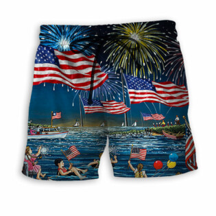 America Independence Day Fun Day Firework - Beach Short - Owl Ohh - Owl Ohh