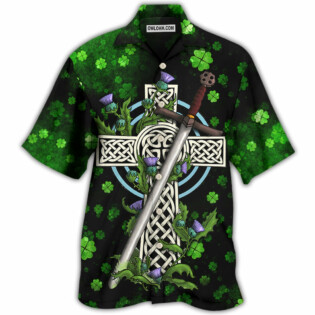 Irish Celtic Cross Irish By Blood - Hawaiian Shirt - Owl Ohh - Owl Ohh