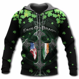 Irish Erin Go Bragh American Flag Clover - Hoodie - Owl Ohh - Owl Ohh