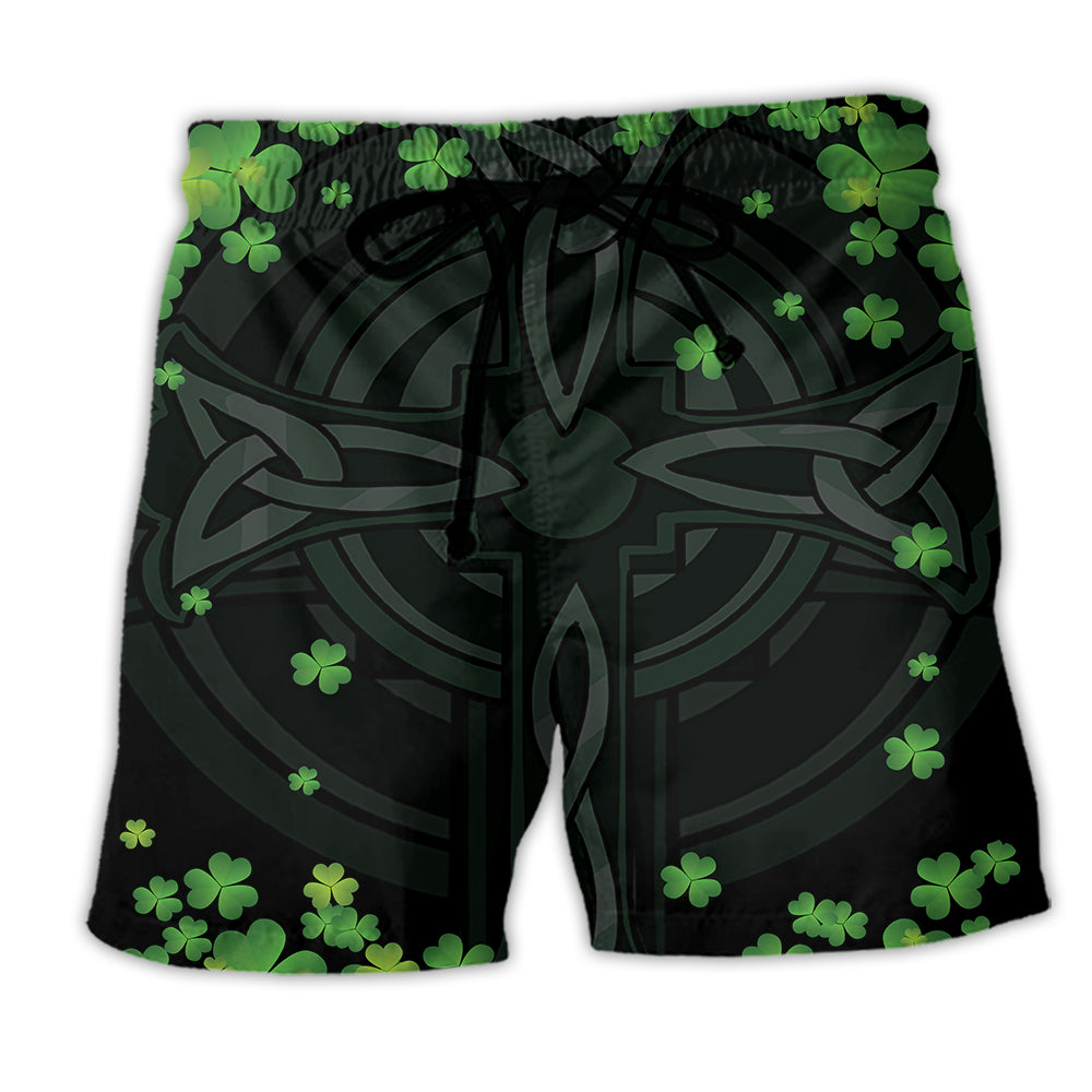 Irish Erin Go Bragh American Flag Clover Green Style - Beach Short - Owl Ohh - Owl Ohh