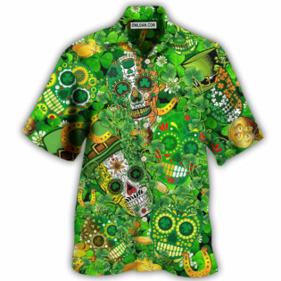 Irish Love Skull Happy And Gold - Hawaiian Shirt - Owl Ohh - Owl Ohh