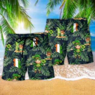 Irish People Proud Leprechaun Tropical Leaf - Beach Short - Owl Ohh - Owl Ohh