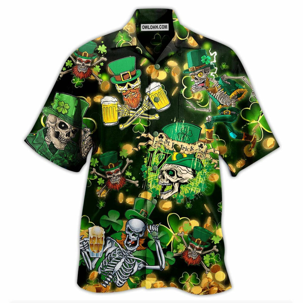 Irish Skull Love Beer - Hawaiian Shirt - Owl Ohh - Owl Ohh