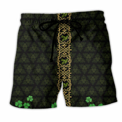 Irish Warrior Fearless Honor Courage Green Leaf - Beach Short - Owl Ohh - Owl Ohh