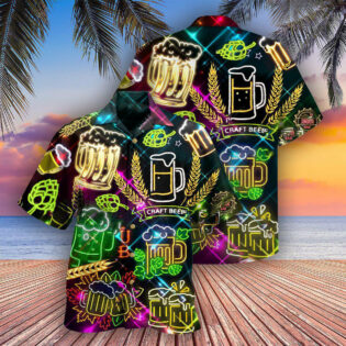 Beer It's Beer O'clock Neon Style - Hawaiian Shirt - Owl Ohh - Owl Ohh