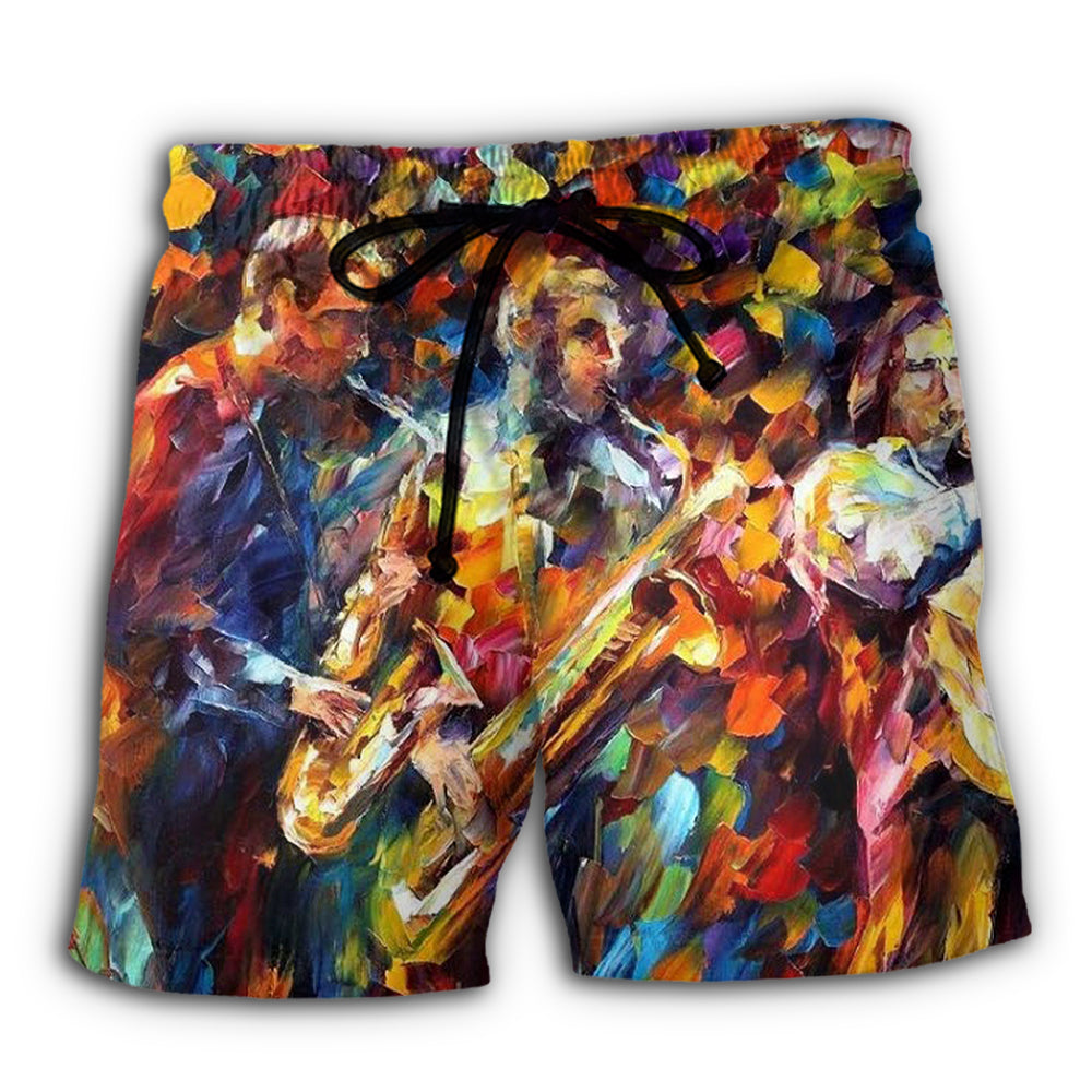 Jazz Music Colorful Mix - Beach Short - Owl Ohh - Owl Ohh